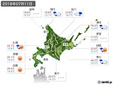 2016年07月11日の北海道地方の実況天気