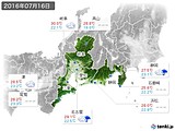 2016年07月16日の東海地方の実況天気