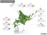 2016年07月20日の北海道地方の実況天気