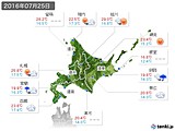 2016年07月25日の北海道地方の実況天気