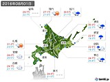 2016年08月01日の北海道地方の実況天気
