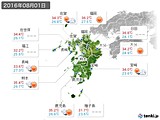 2016年08月01日の九州地方の実況天気