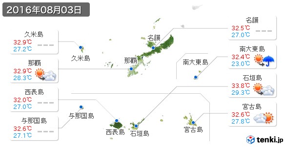 沖縄県(2016年08月03日の天気
