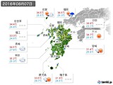 2016年08月07日の九州地方の実況天気