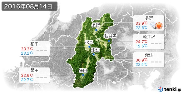 長野県(2016年08月14日の天気
