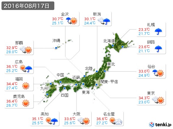 (2016年08月17日の天気