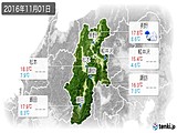 2016年11月01日の長野県の実況天気