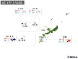 2016年11月02日の沖縄地方の実況天気