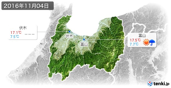 富山県(2016年11月04日の天気