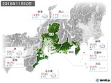 2016年11月10日の東海地方の実況天気