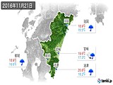 2016年11月21日の宮崎県の実況天気