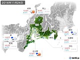 2016年11月24日の東海地方の実況天気