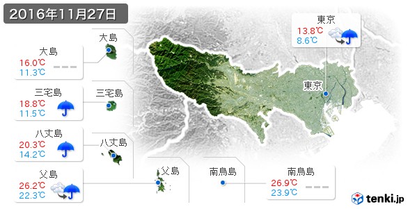 東京都(2016年11月27日の天気
