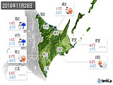 2016年11月28日の道東の実況天気
