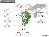 2016年11月29日の九州地方の実況天気