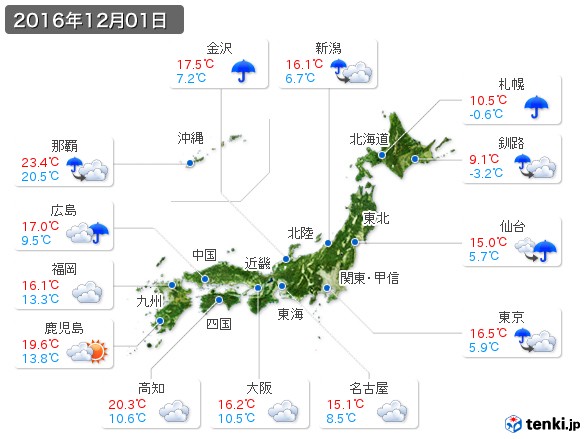 (2016年12月01日の天気