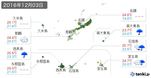沖縄県(2016年12月03日の天気