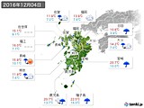 2016年12月04日の九州地方の実況天気