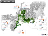 2016年12月21日の東海地方の実況天気