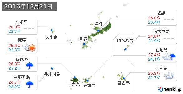 沖縄県(2016年12月21日の天気