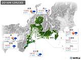 2016年12月23日の東海地方の実況天気