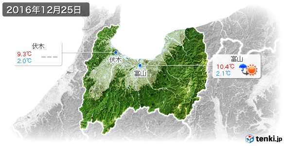富山県(2016年12月25日の天気