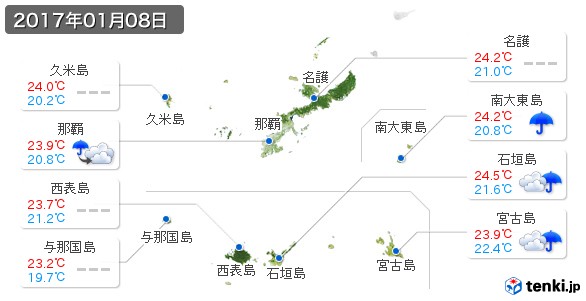 沖縄県(2017年01月08日の天気