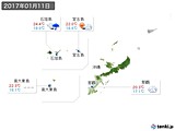 2017年01月11日の沖縄地方の実況天気