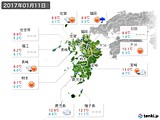 2017年01月11日の九州地方の実況天気