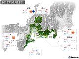 2017年01月12日の東海地方の実況天気