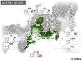 2017年01月16日の東海地方の実況天気