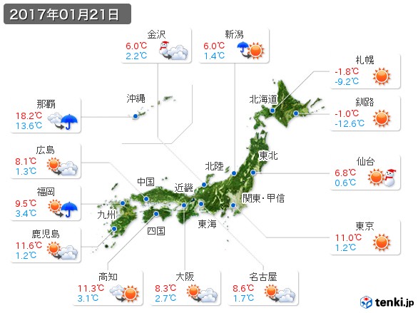 (2017年01月21日の天気