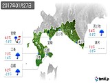 2017年01月27日の道南の実況天気