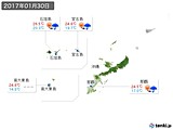 2017年01月30日の沖縄地方の実況天気