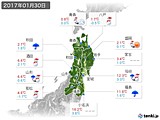 2017年01月30日の東北地方の実況天気