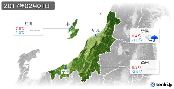 新潟県(2017年02月01日の天気