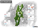 2017年02月14日の長野県の実況天気