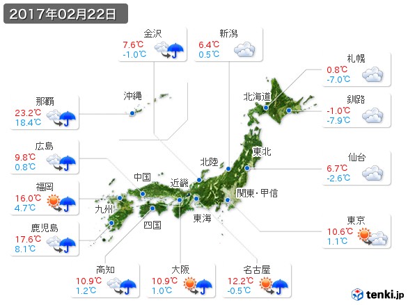 (2017年02月22日の天気