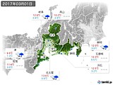 2017年03月01日の東海地方の実況天気