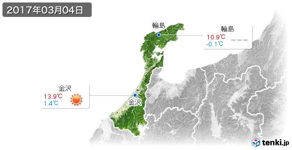 石川県(2017年03月04日の天気