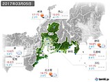 2017年03月05日の東海地方の実況天気