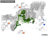 2017年03月14日の東海地方の実況天気