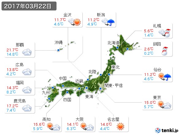 (2017年03月22日の天気