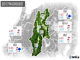 2017年03月26日の長野県の実況天気
