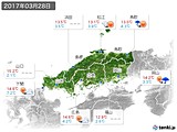 2017年03月28日の中国地方の実況天気