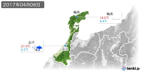 石川県(2017年04月06日の天気