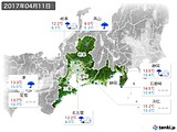 2017年04月11日の東海地方の実況天気