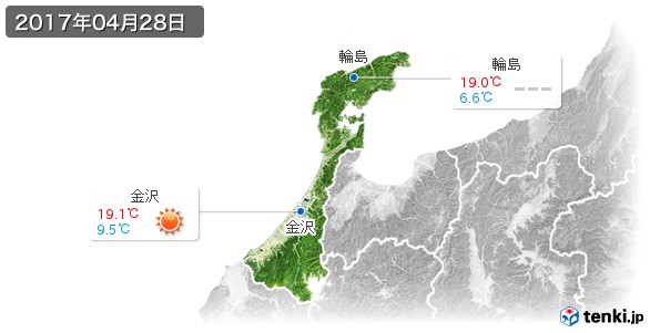 石川県(2017年04月28日の天気