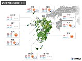 2017年05月01日の九州地方の実況天気