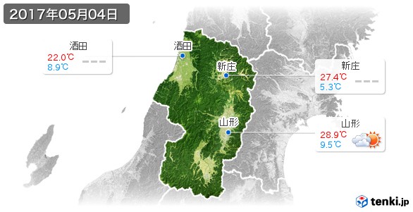 山形県(2017年05月04日の天気